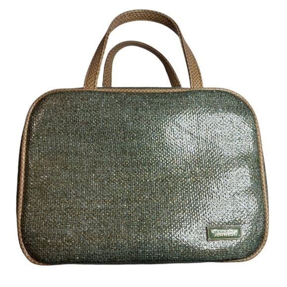 Stephanie Johnson Toiletry Bag Travel Green Gold Metallic Cosmetics NWOT - Picture 7 of 15